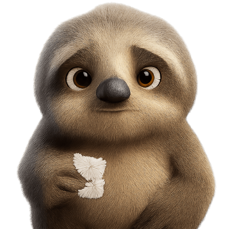 Slomo the sloth holding a receipt