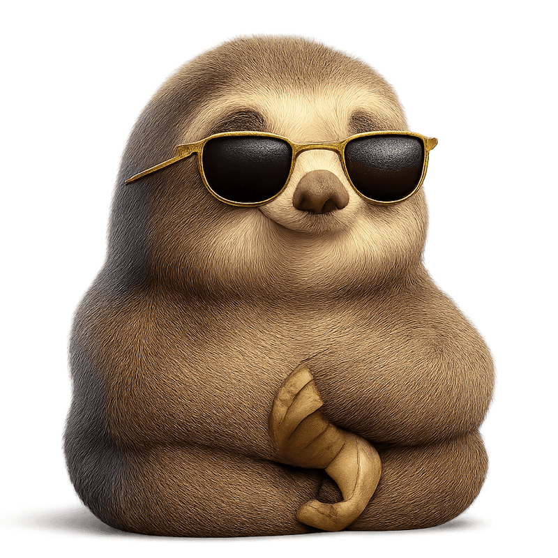 Slomo the sloth wearing sunglasses